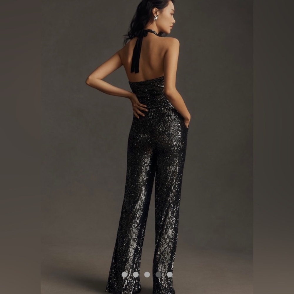 New Anthropologie Maeve sequin halter jumpsuit size 0